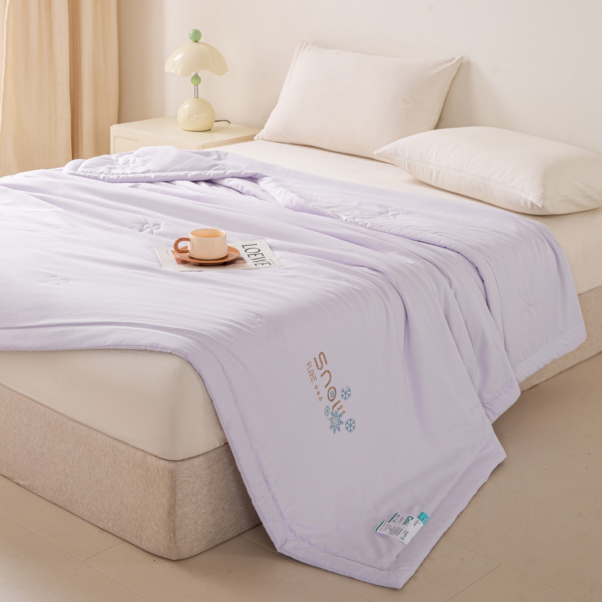 91家纺网 家纺一手货源 找家纺 心悦家纺 2026新款简约有氧凉感冰丝夏被夏凉被空调被 浅紫色