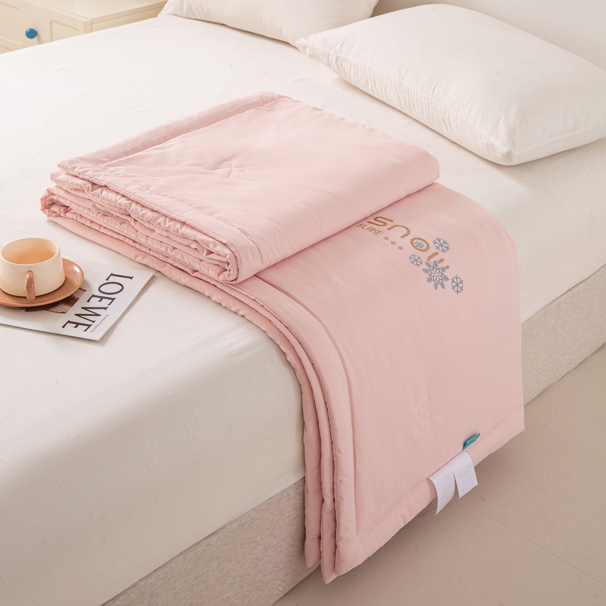 心悦家纺 2026新款简约有氧凉感冰丝夏被夏凉被空调被 蜜桃粉