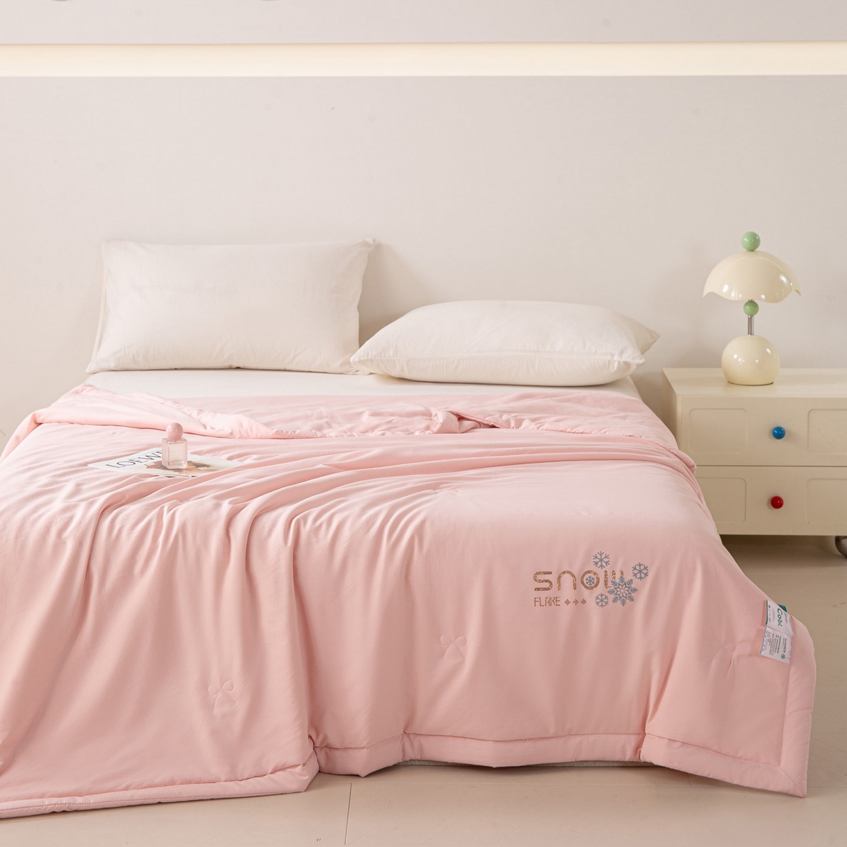 91家纺网 家纺一手货源 找家纺 心悦家纺 2026新款简约有氧凉感冰丝夏被夏凉被空调被 蜜桃粉