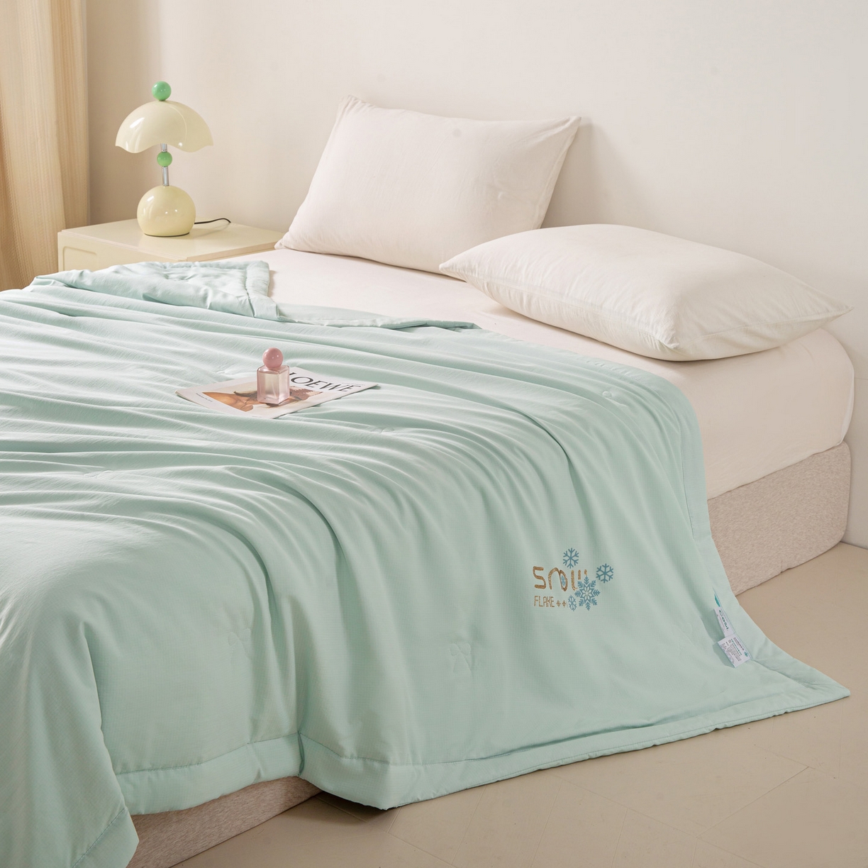 91家纺网 家纺一手货源 找家纺 心悦家纺 2026新款简约有氧凉感冰丝夏被夏凉被空调被 薄荷绿