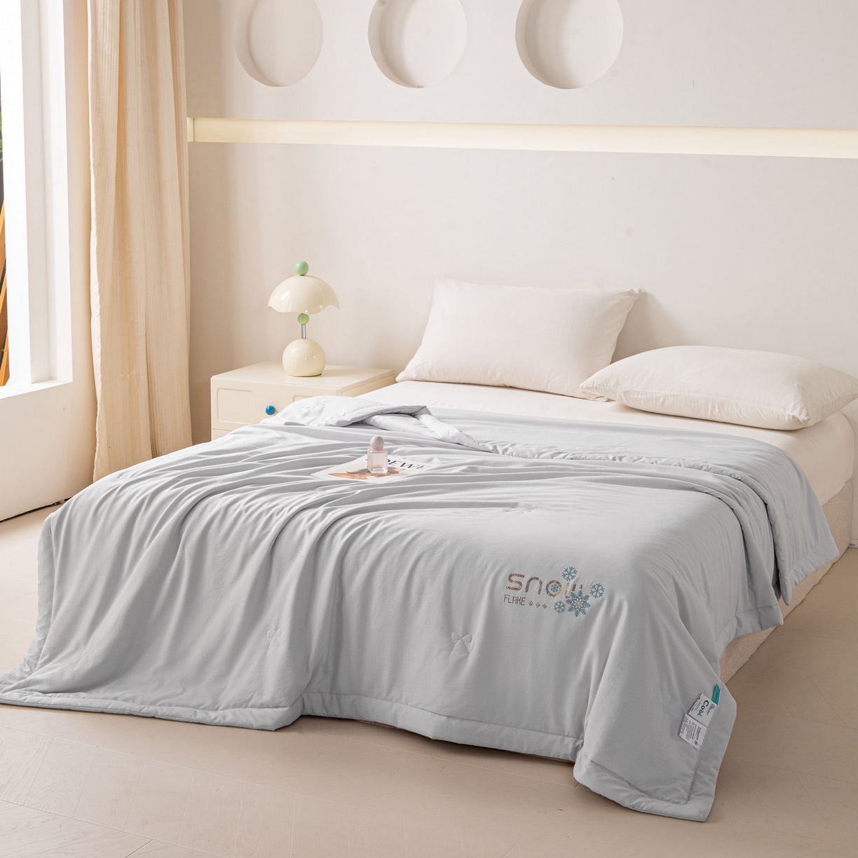 91家纺网 家纺一手货源 找家纺 心悦家纺 2026新款简约有氧凉感冰丝夏被夏凉被空调被 雾霾灰