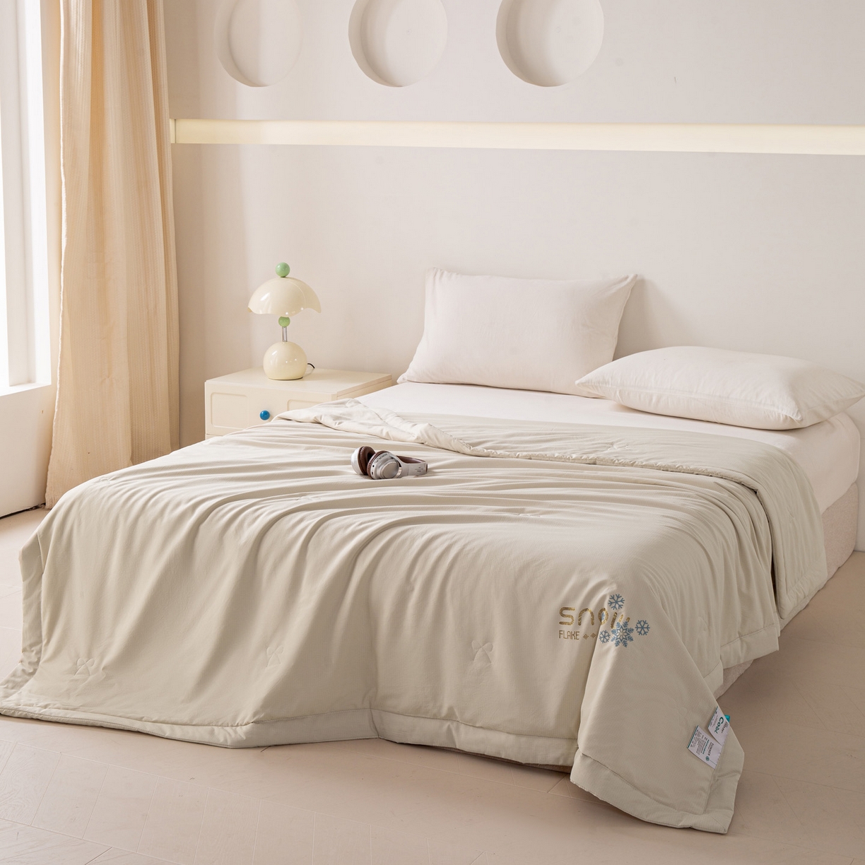 91家纺网 家纺一手货源 找家纺 心悦家纺 2026新款简约有氧凉感冰丝夏被夏凉被空调被 梦幻奶茶色