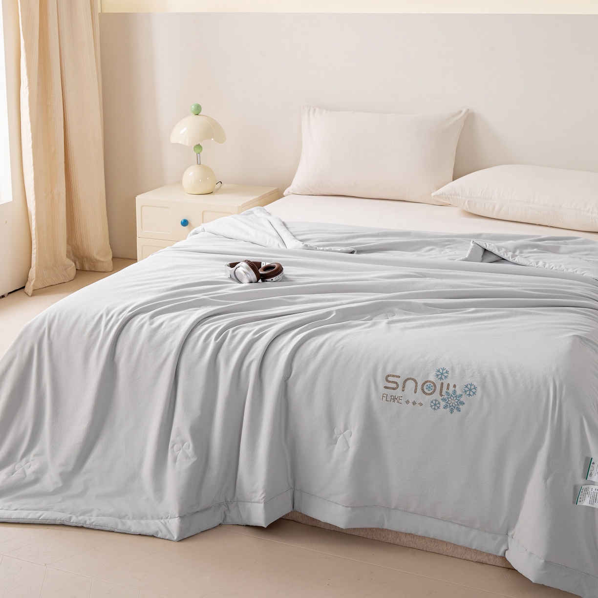 91家纺网 家纺一手货源 找家纺 心悦家纺 2026新款简约有氧凉感冰丝夏被夏凉被空调被 雾霾灰