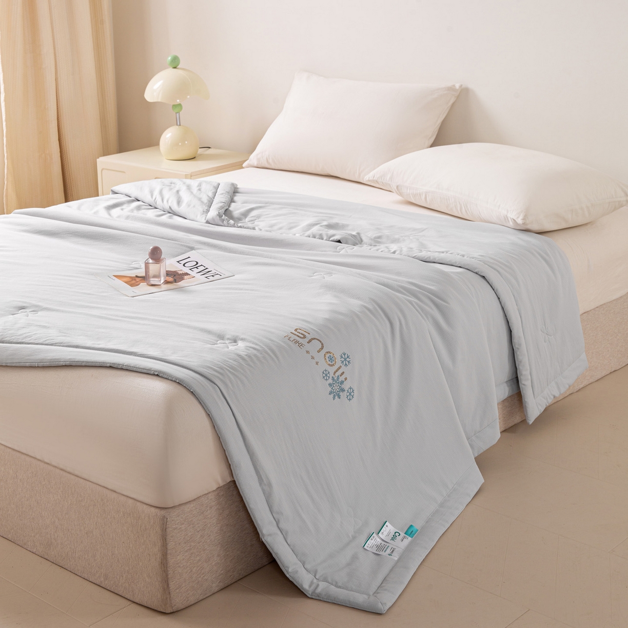 91家纺网 家纺一手货源 找家纺 心悦家纺 2026新款简约有氧凉感冰丝夏被夏凉被空调被 雾霾灰