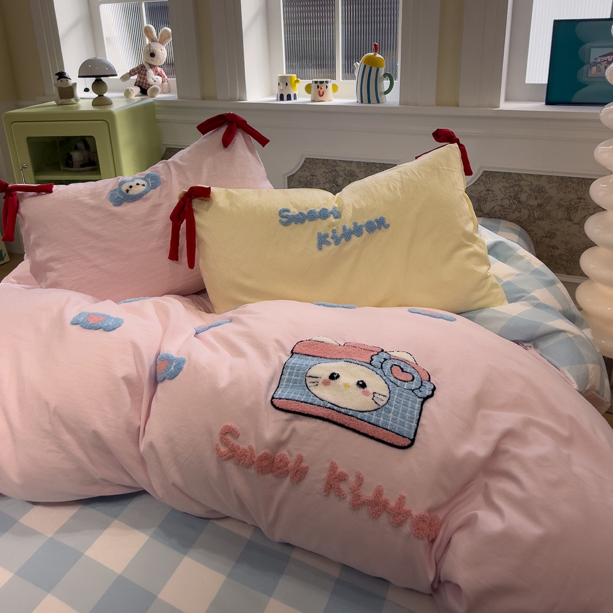 91家纺网 家纺一手货源 找家纺 （总）盼季家纺 2026新款毛巾绣四件套蝴蝶结系列