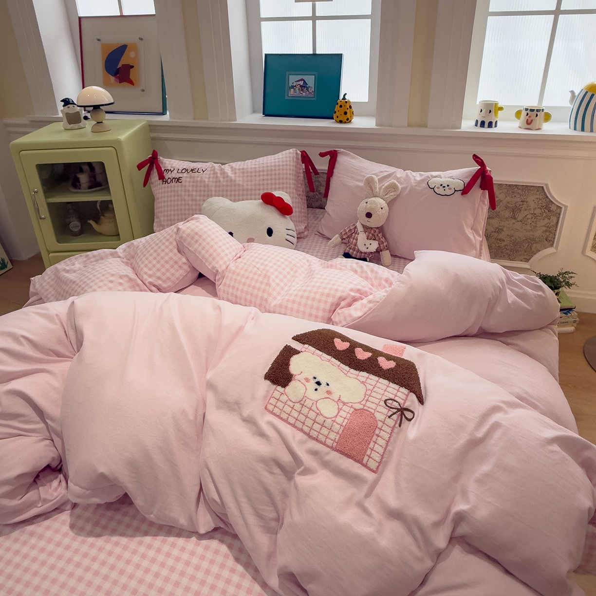 91家纺网 家纺一手货源 找家纺 （总）盼季家纺 2026新款毛巾绣四件套蝴蝶结系列