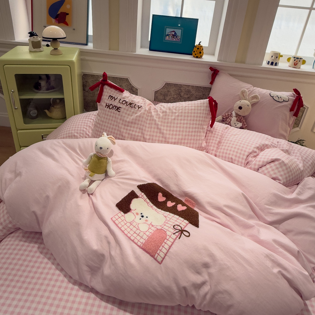 91家纺网 家纺一手货源 找家纺 （总）盼季家纺 2026新款毛巾绣四件套蝴蝶结系列