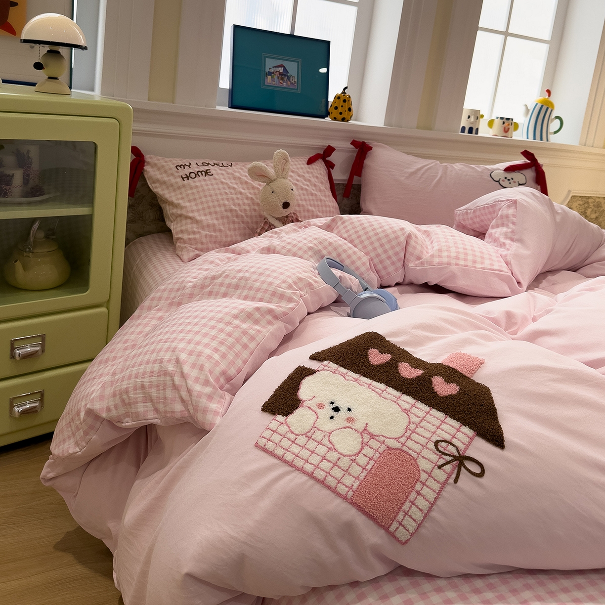 91家纺网 家纺一手货源 找家纺 （总）盼季家纺 2026新款毛巾绣四件套蝴蝶结系列