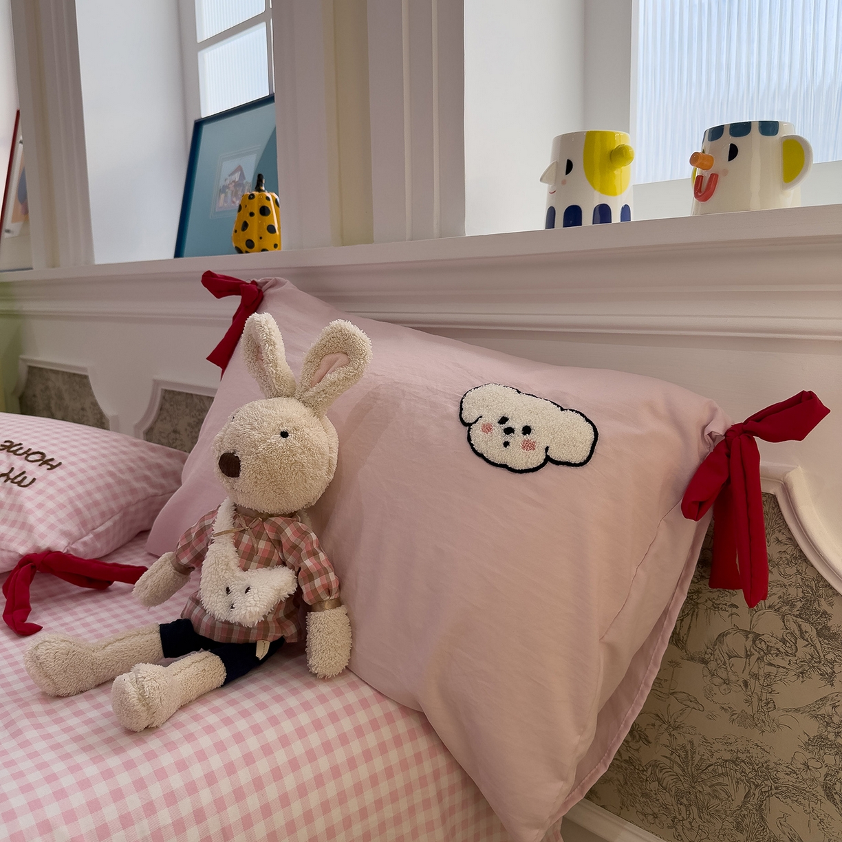 91家纺网 家纺一手货源 找家纺 盼季家纺 2026新款毛巾绣四件套蝴蝶结系列 蝴蝶结毛巾绣-汪汪的家