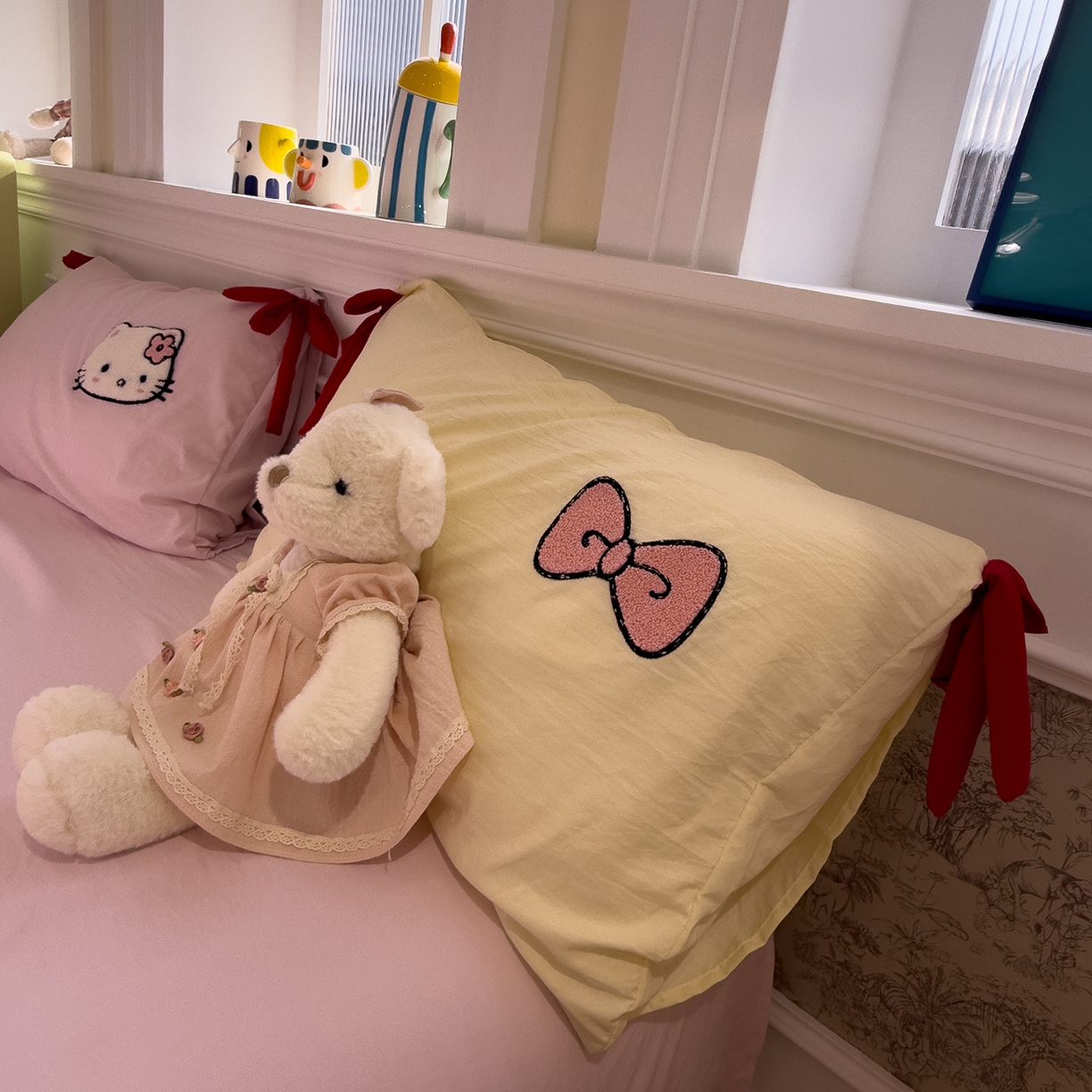 91家纺网 家纺一手货源 找家纺 盼季家纺 2026新款毛巾绣四件套蝴蝶结系列 蝴蝶结毛巾绣-发财喵喵