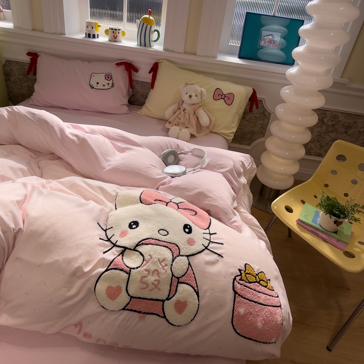 91家纺网 家纺一手货源 找家纺 盼季家纺 2026新款毛巾绣四件套蝴蝶结系列 蝴蝶结毛巾绣-发财喵喵