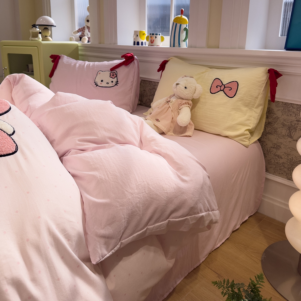 91家纺网 家纺一手货源 找家纺 盼季家纺 2026新款毛巾绣四件套蝴蝶结系列 蝴蝶结毛巾绣-发财喵喵