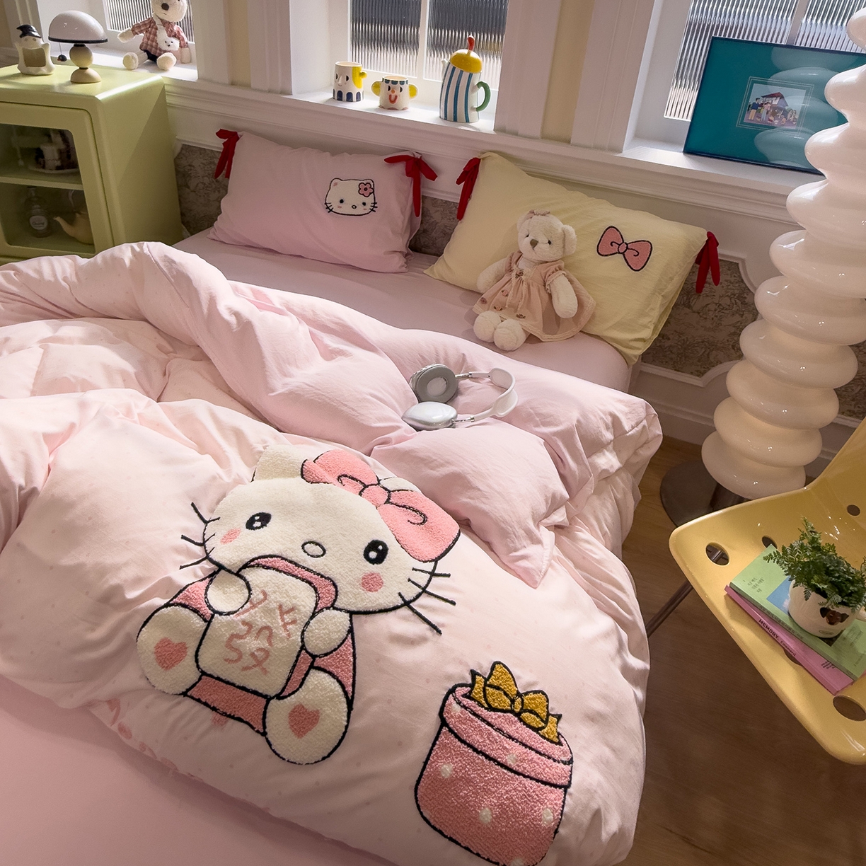 91家纺网 家纺一手货源 找家纺 盼季家纺 2026新款毛巾绣四件套蝴蝶结系列 蝴蝶结毛巾绣-发财喵喵