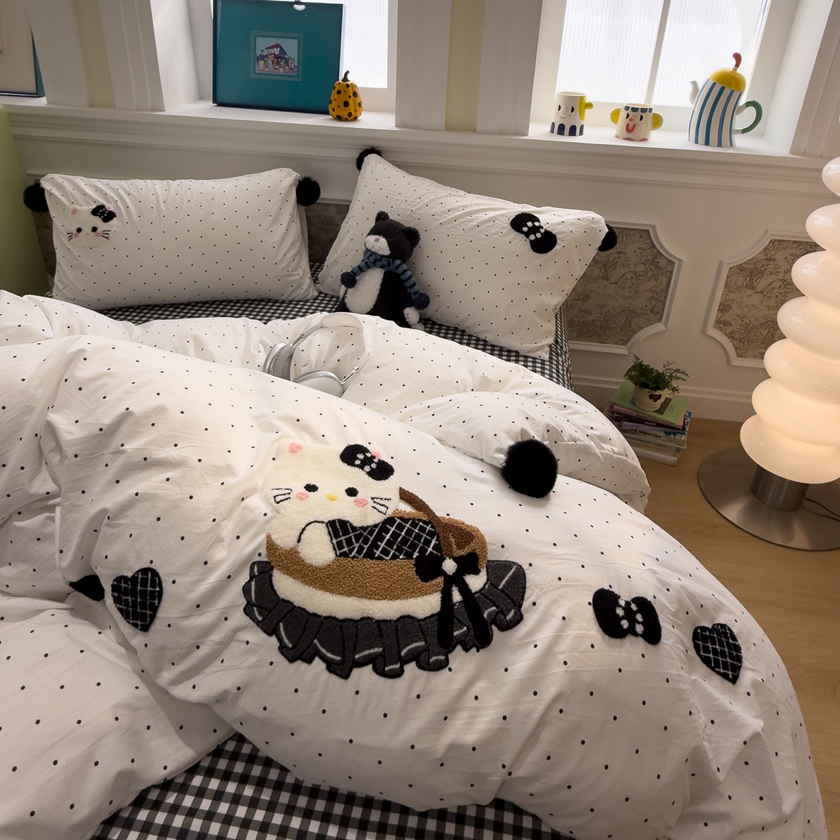 91家纺网 家纺一手货源 找家纺 （总）盼季家纺 2026新款毛巾绣四件套波点系列