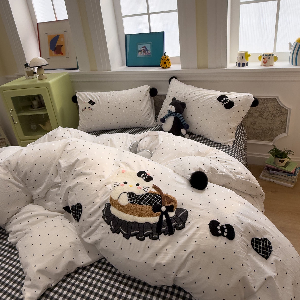 91家纺网 家纺一手货源 找家纺 （总）盼季家纺 2026新款毛巾绣四件套波点系列