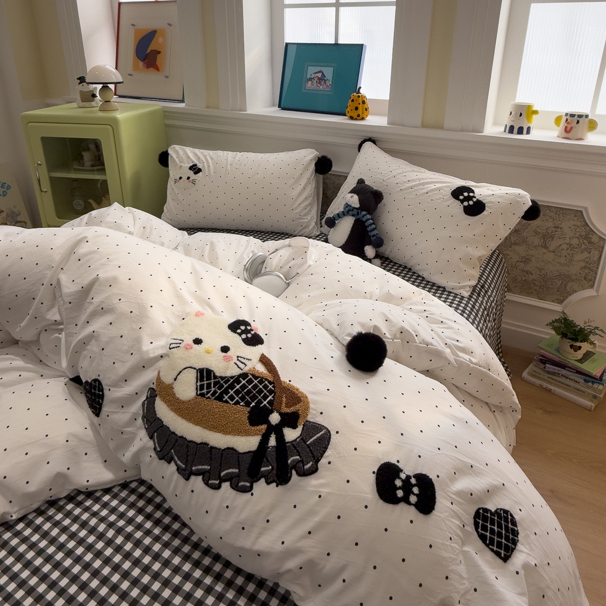 91家纺网 家纺一手货源 找家纺 （总）盼季家纺 2026新款毛巾绣四件套波点系列