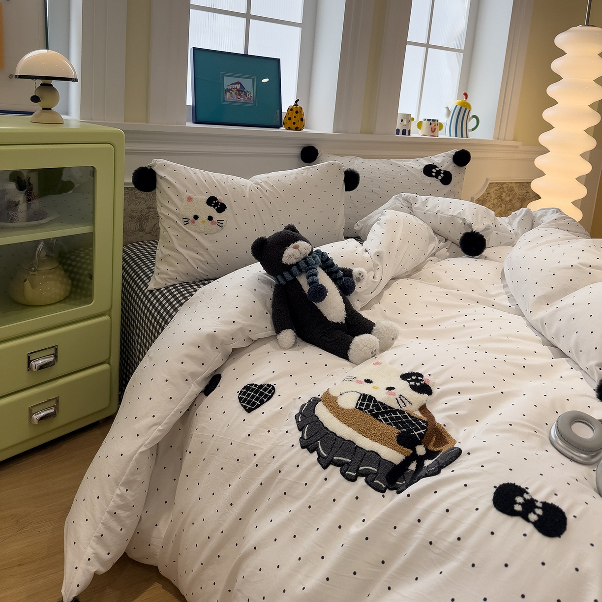 91家纺网 家纺一手货源 找家纺 （总）盼季家纺 2026新款毛巾绣四件套波点系列