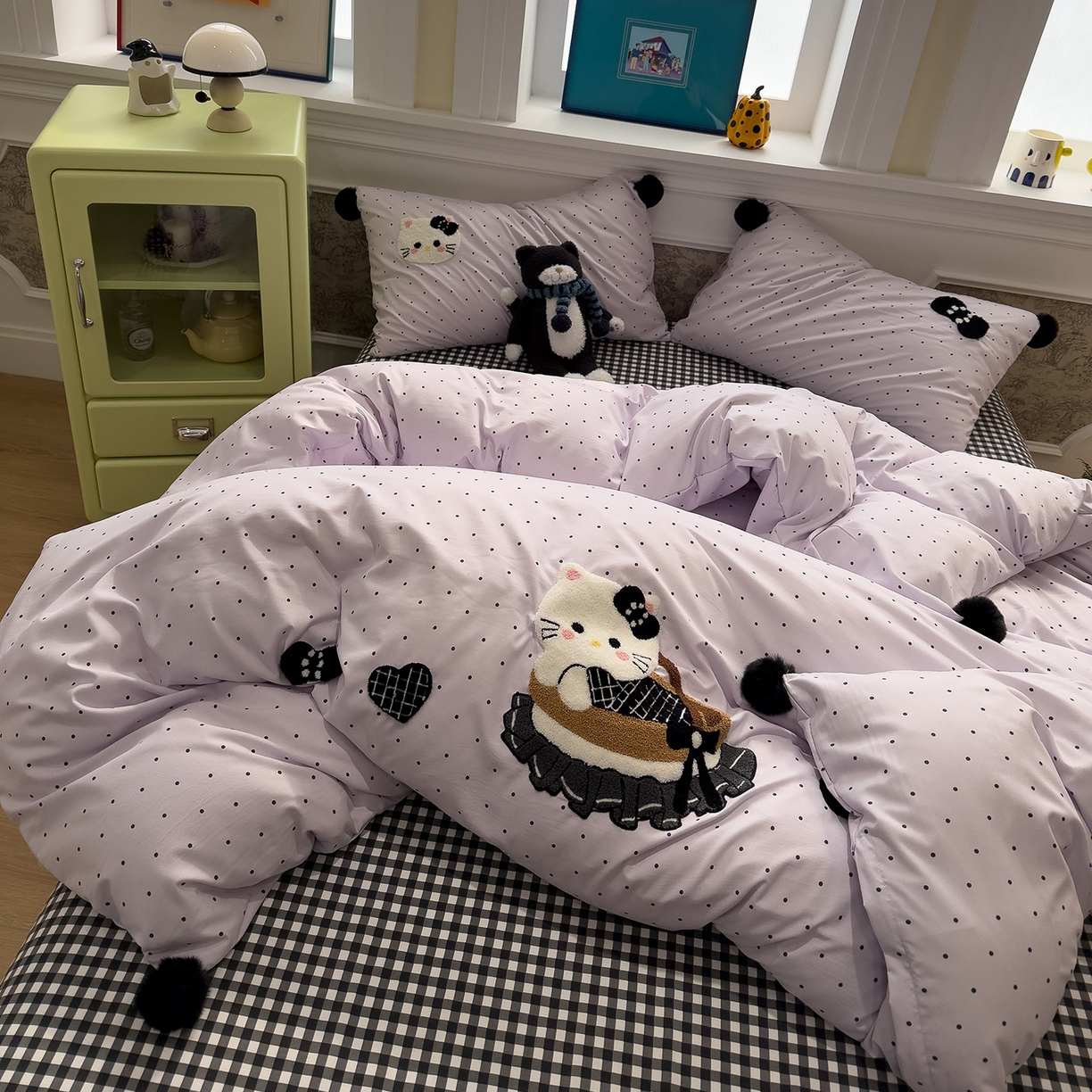 91家纺网 家纺一手货源 找家纺 （总）盼季家纺 2026新款毛巾绣四件套波点系列