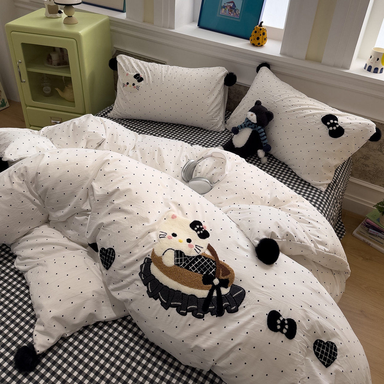 91家纺网 家纺一手货源 找家纺 （总）盼季家纺 2026新款毛巾绣四件套波点系列