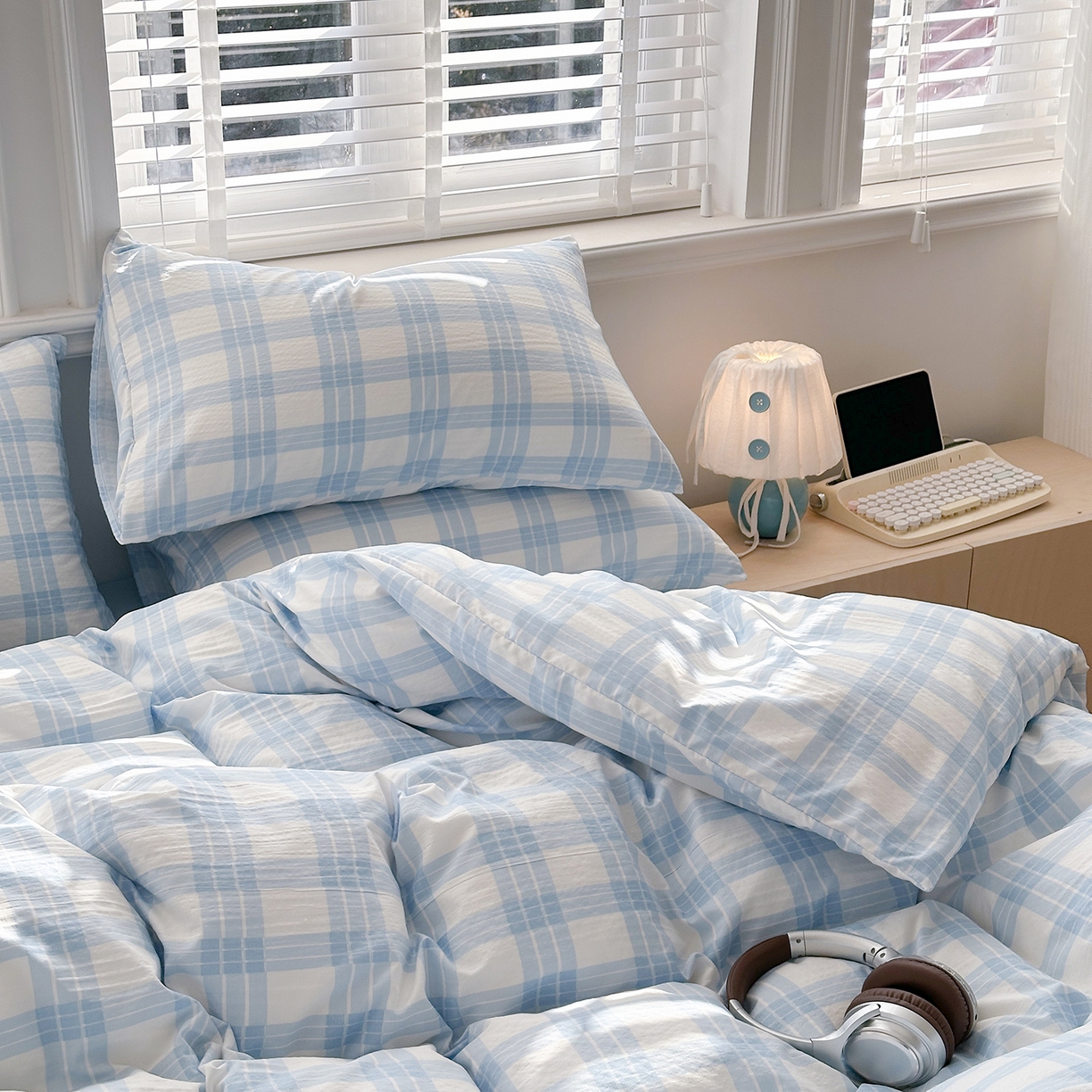 91家纺网 家纺一手货源 找家纺 多品家纺 2026新款奶呼呼超柔云感双层纱系列单被套 半岛兰格