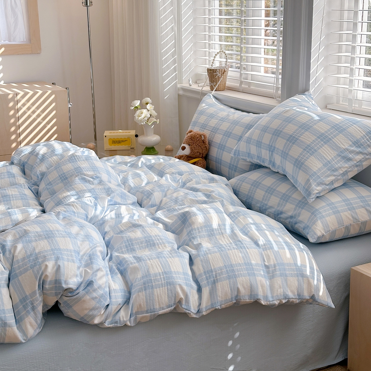 91家纺网 家纺一手货源 找家纺 多品家纺 2026新款奶呼呼超柔云感双层纱系列单被套 半岛兰格