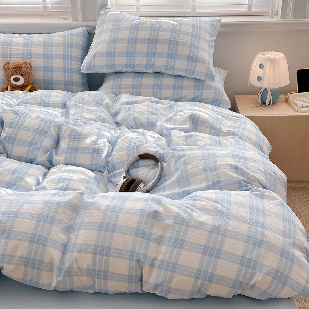 91家纺网 家纺一手货源 找家纺 多品家纺 2026新款奶呼呼超柔云感双层纱系列单被套 半岛兰格