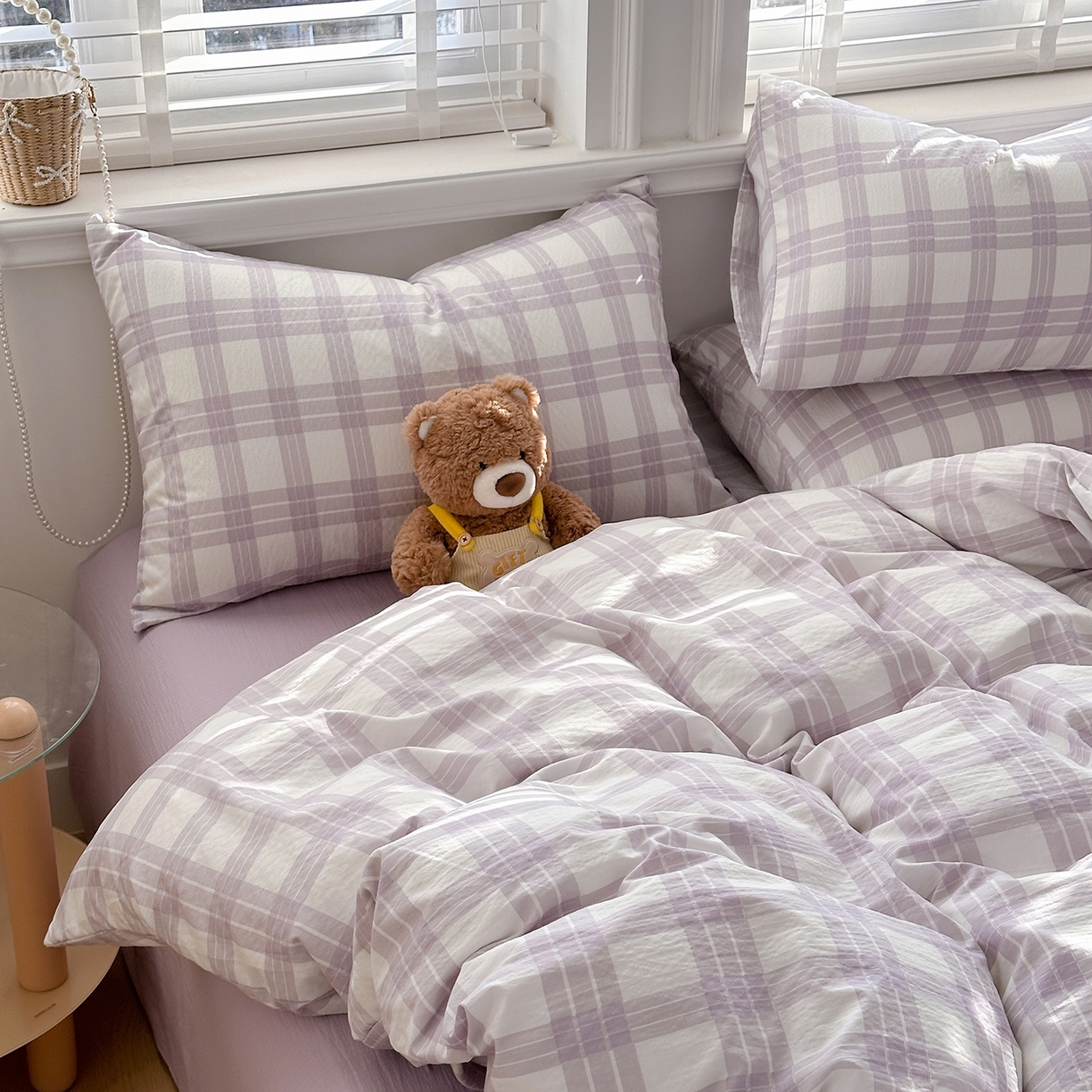 91家纺网 家纺一手货源 找家纺 多品家纺 2026新款奶呼呼超柔云感双层纱系列单被套 半岛紫格