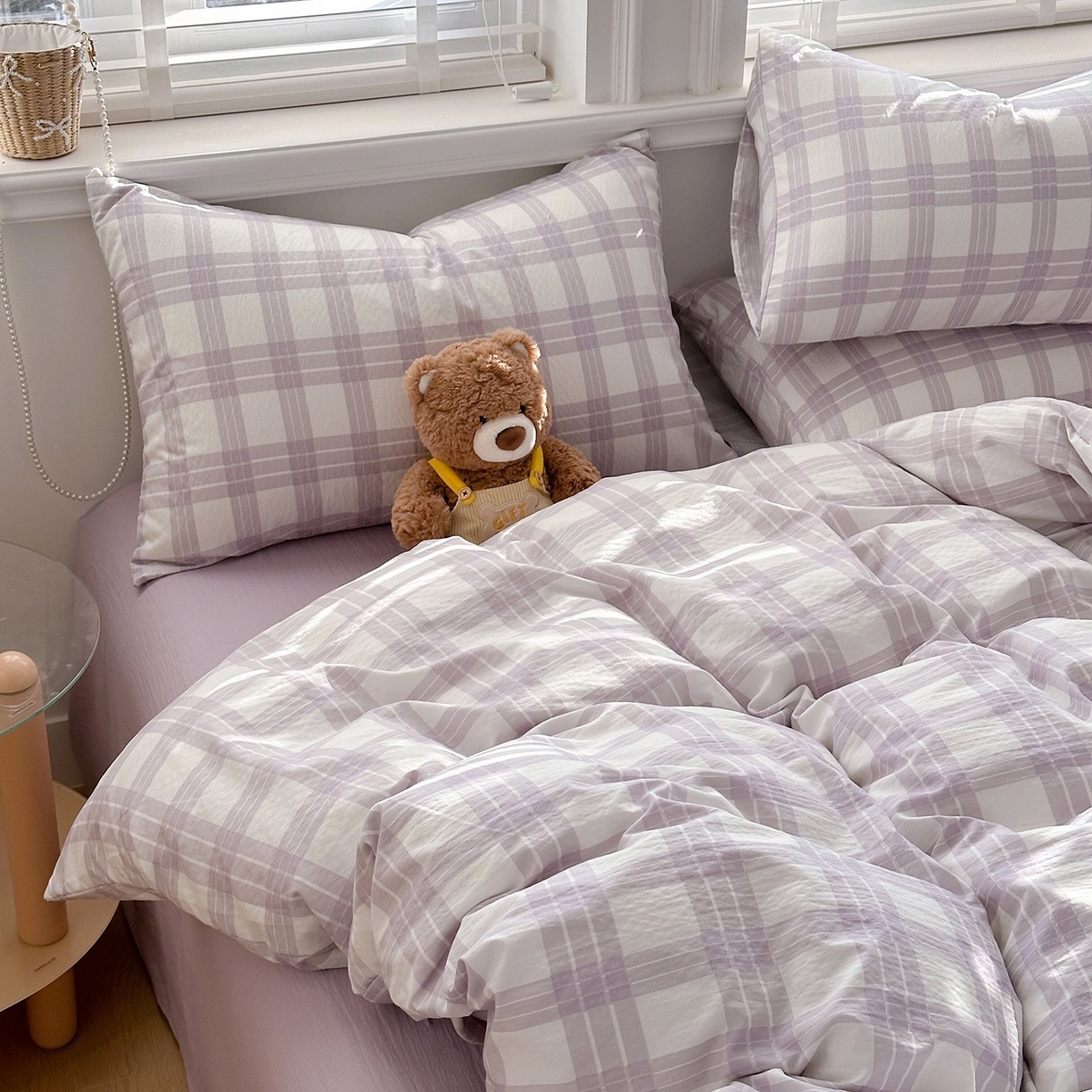 91家纺网 家纺一手货源 找家纺 多品家纺 2026新款奶呼呼超柔云感双层纱系列单被套 半岛紫格