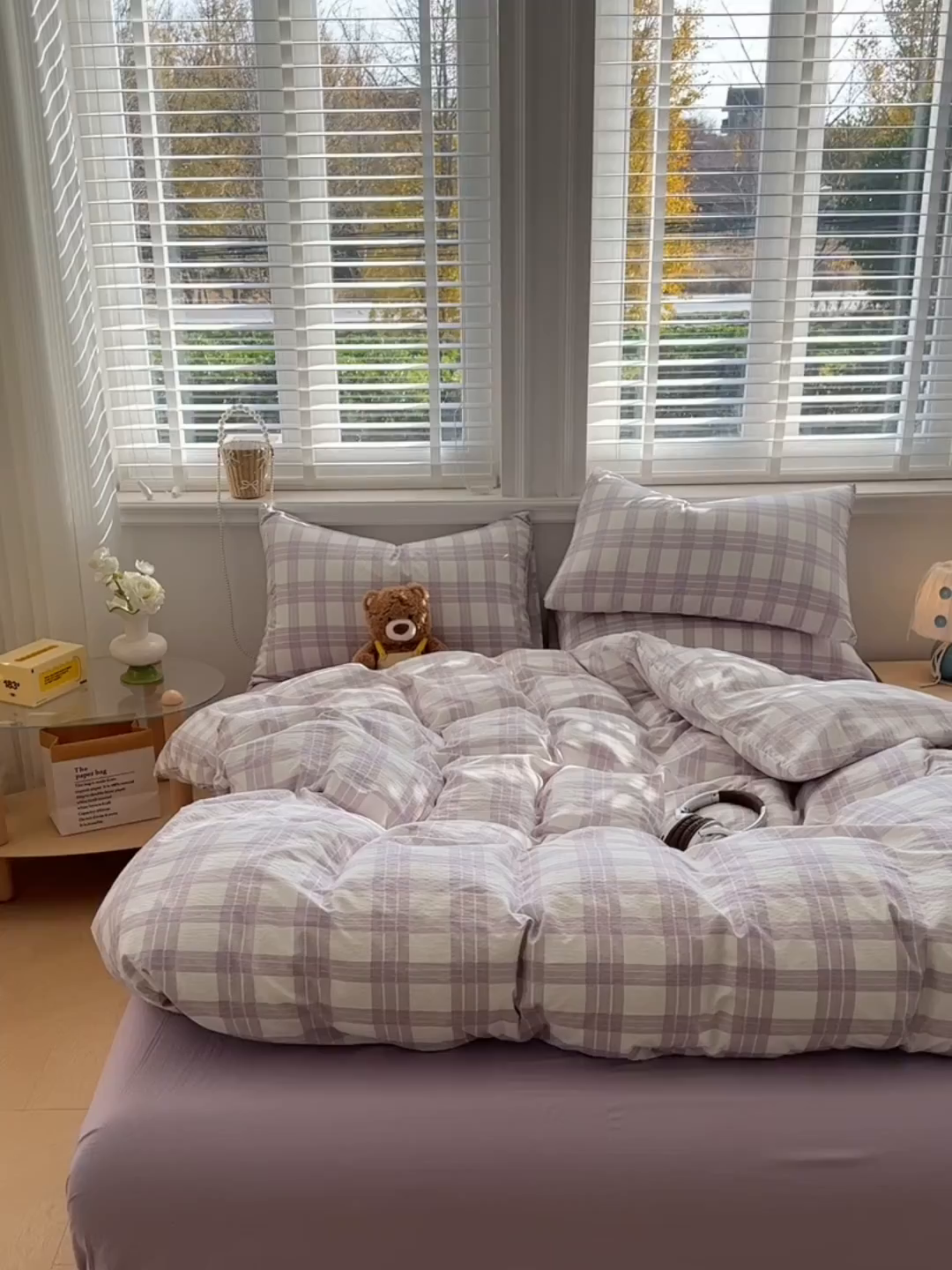 91家纺网 家纺一手货源 找家纺 多品家纺 2026新款奶呼呼超柔云感双层纱系列单被套 半岛紫格