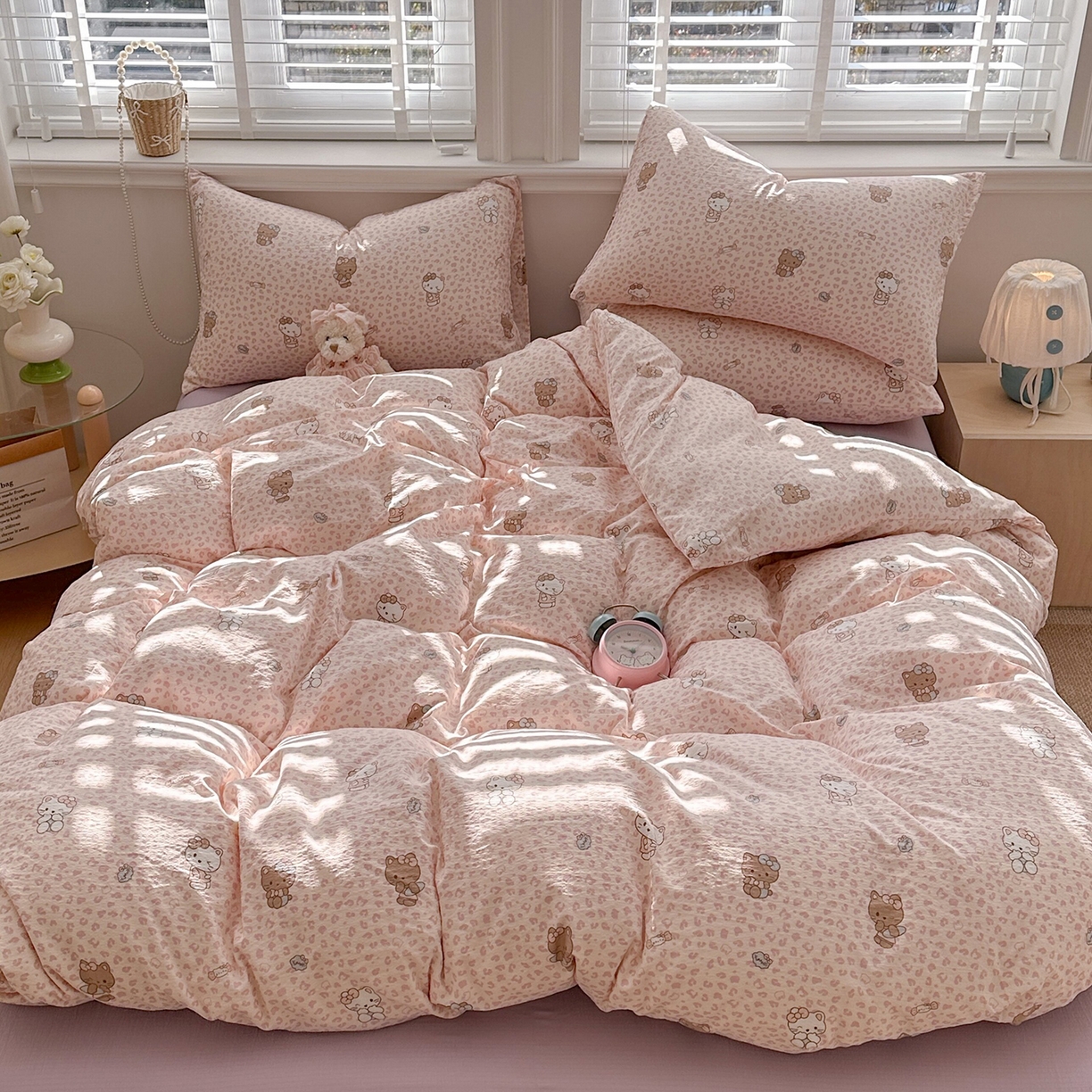 91家纺网 家纺一手货源 找家纺 多品家纺 2026新款奶呼呼超柔云感双层纱系列单被套 豹纹猫咪