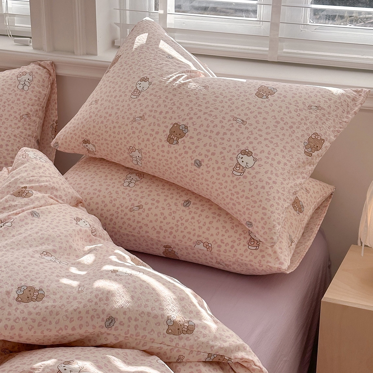 91家纺网 家纺一手货源 找家纺 多品家纺 2026新款奶呼呼超柔云感双层纱系列单被套 豹纹猫咪