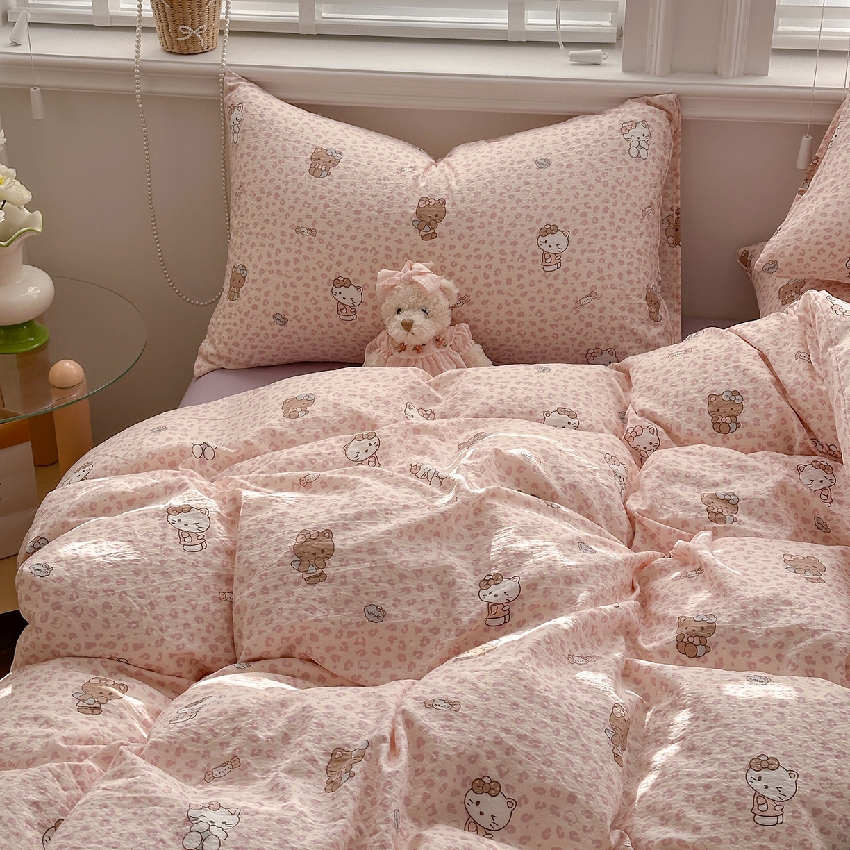 91家纺网 家纺一手货源 找家纺 多品家纺 2026新款奶呼呼超柔云感双层纱系列单被套 豹纹猫咪