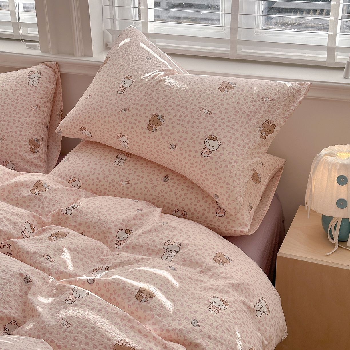 91家纺网 家纺一手货源 找家纺 多品家纺 2026新款奶呼呼超柔云感双层纱系列单被套 豹纹猫咪