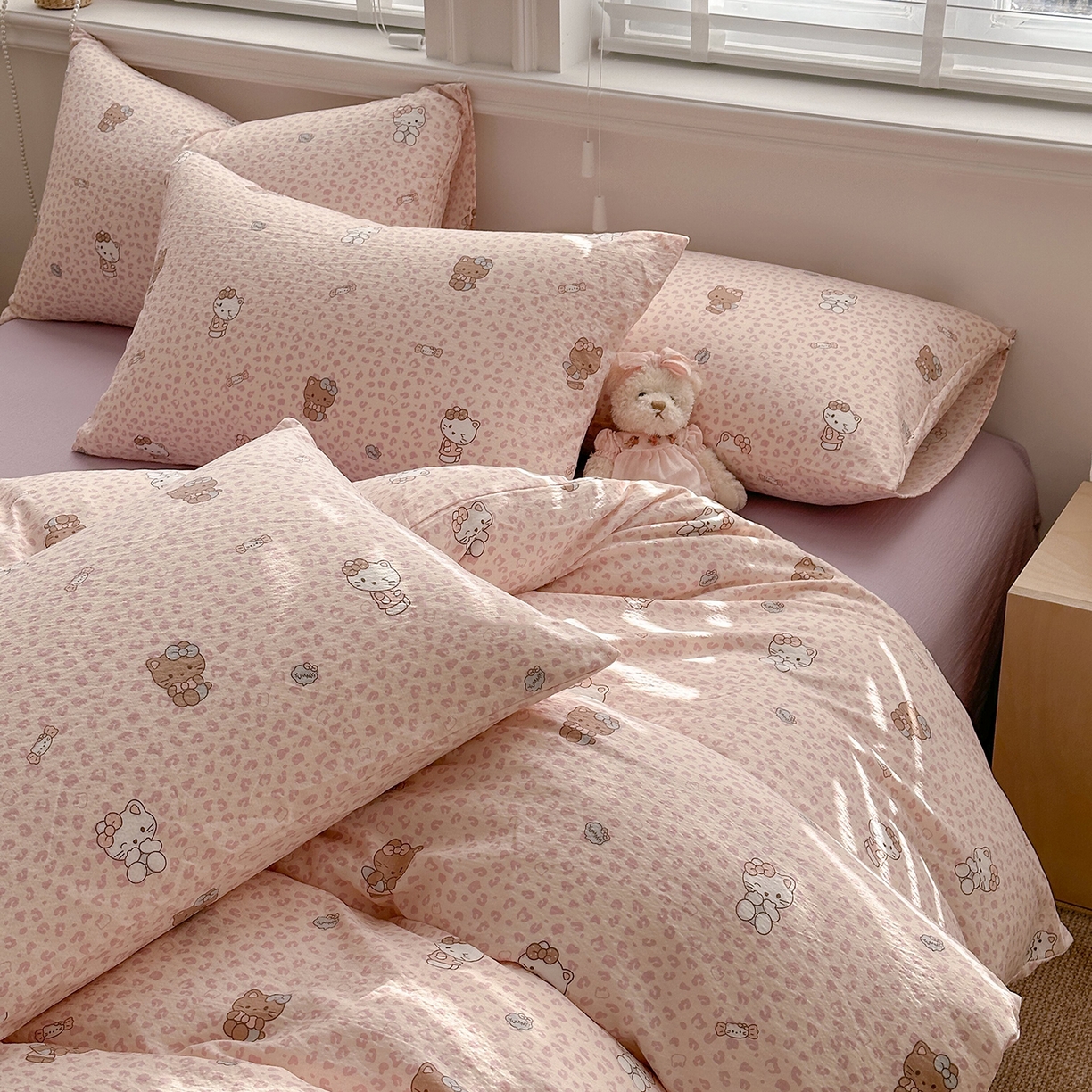 91家纺网 家纺一手货源 找家纺 多品家纺 2026新款奶呼呼超柔云感双层纱系列单被套 豹纹猫咪