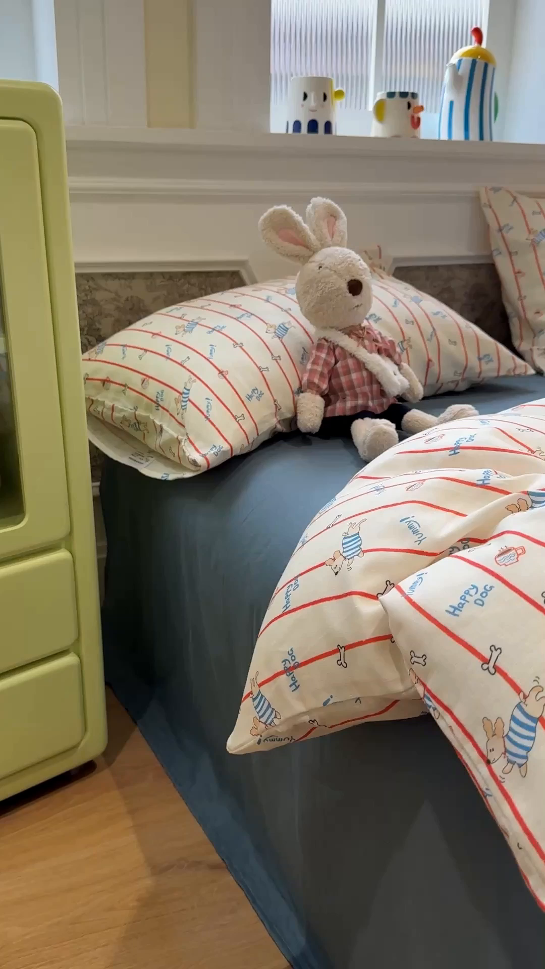 91家纺网 家纺一手货源 找家纺 塞纳 2026新款.全棉有氧双层纱四件套-场景一 快乐汪星人