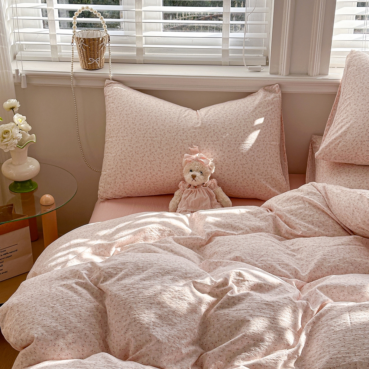 91家纺网 家纺一手货源 找家纺 多品家纺 2026新款奶呼呼超柔云感双层纱系列单被套 粉粉小花