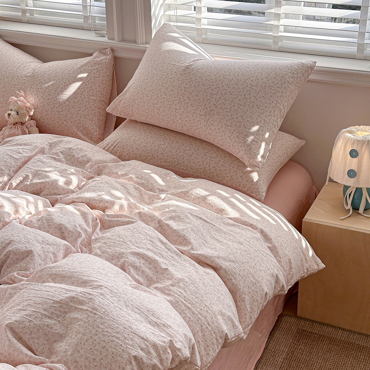 91家纺网 家纺一手货源 找家纺 多品家纺 2026新款奶呼呼超柔云感双层纱系列单被套 粉粉小花