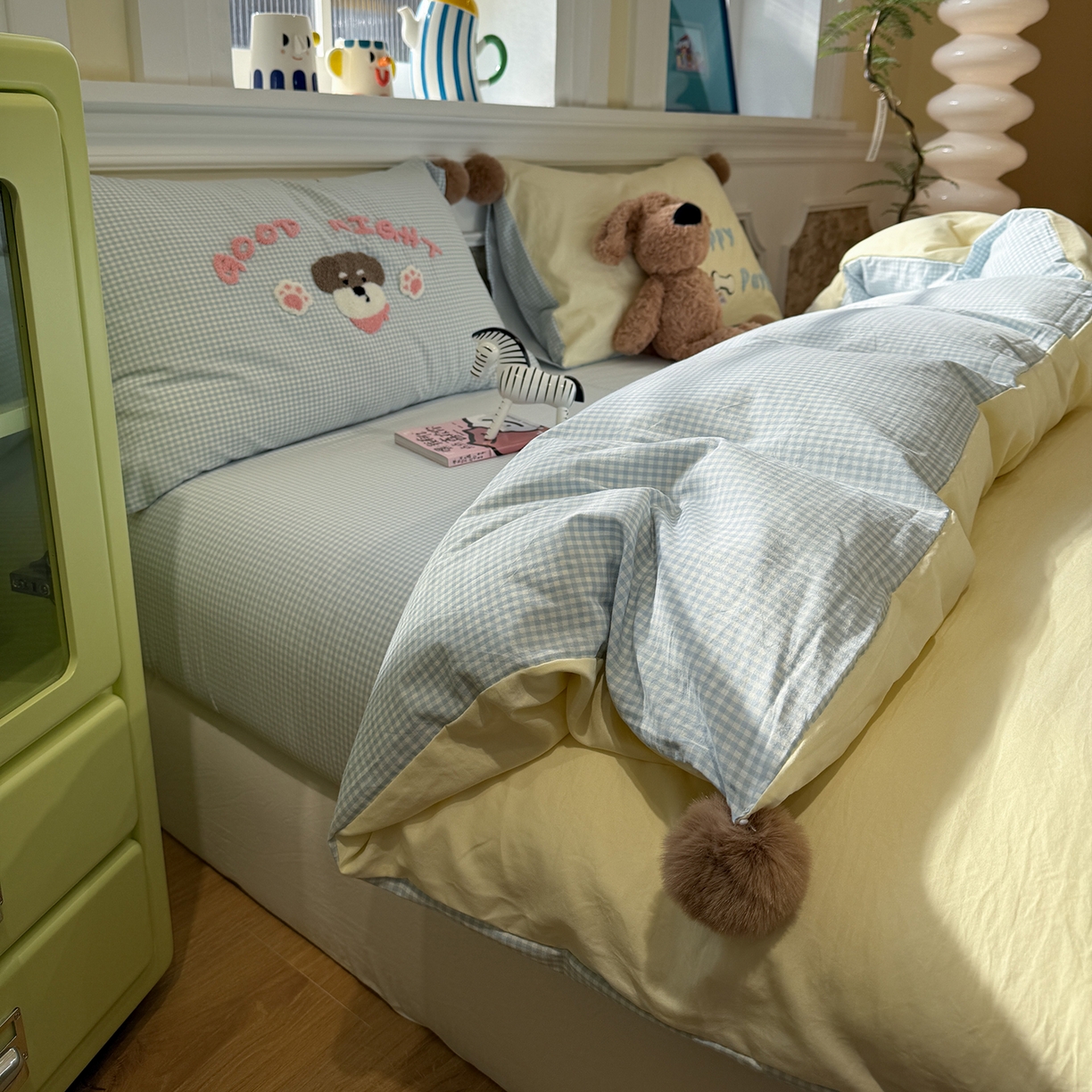 91家纺网 家纺一手货源 找家纺 （总）盼季家纺 2026新款水洗棉毛巾绣毛球四件套