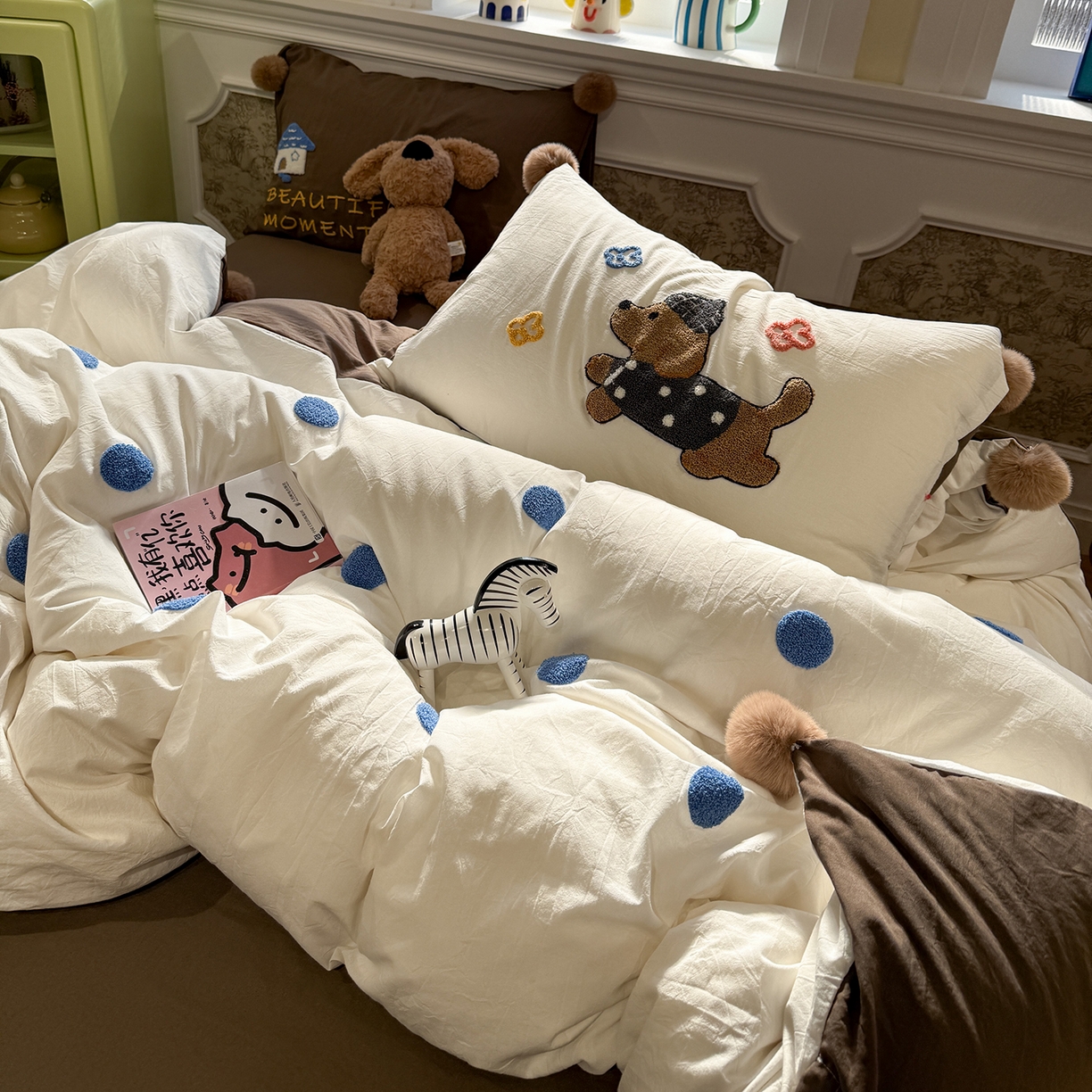 91家纺网 家纺一手货源 找家纺 （总）盼季家纺 2026新款水洗棉毛巾绣毛球四件套