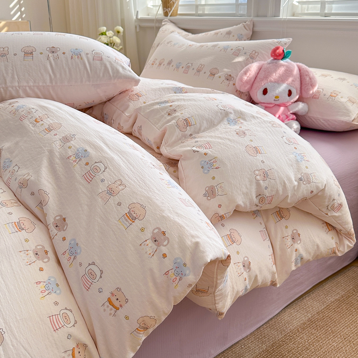 多品家纺 2026新款奶呼呼超柔云感双层纱系列单被套 福气满满