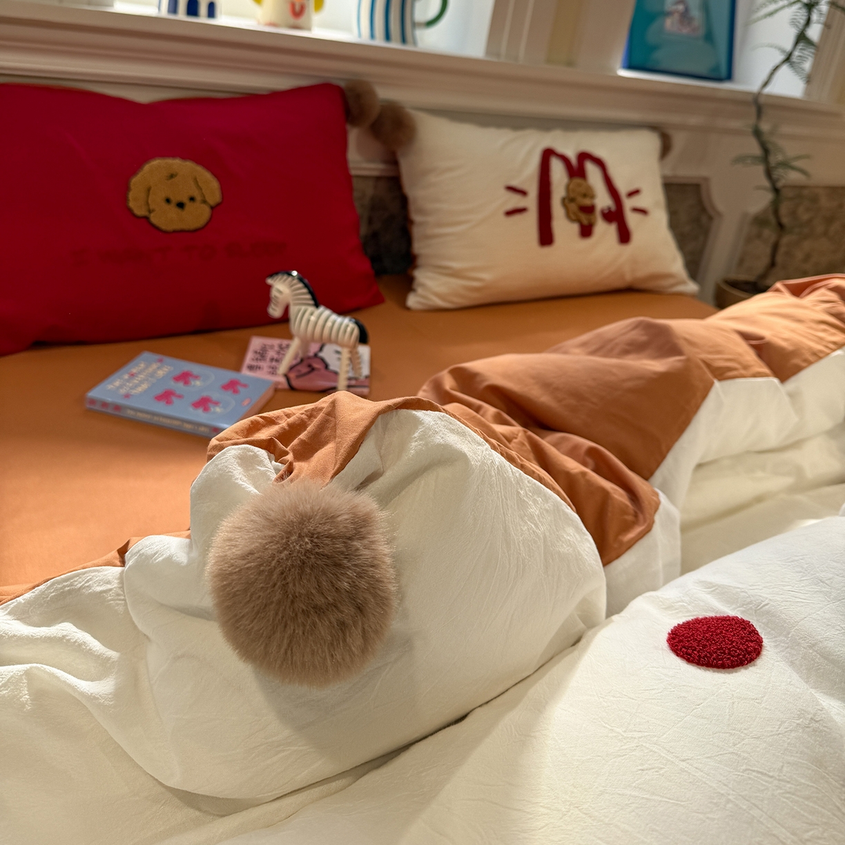 91家纺网 家纺一手货源 找家纺 盼季家纺 2026新款水洗棉毛巾绣毛球四件套 毛巾绣-麦小劳