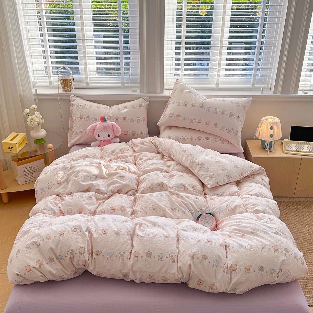 91家纺网 家纺一手货源 找家纺 多品家纺 2026新款奶呼呼超柔云感双层纱系列单被套 福气满满