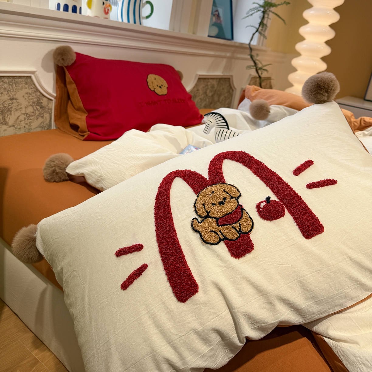 91家纺网 家纺一手货源 找家纺 盼季家纺 2026新款水洗棉毛巾绣毛球四件套 毛巾绣-麦小劳