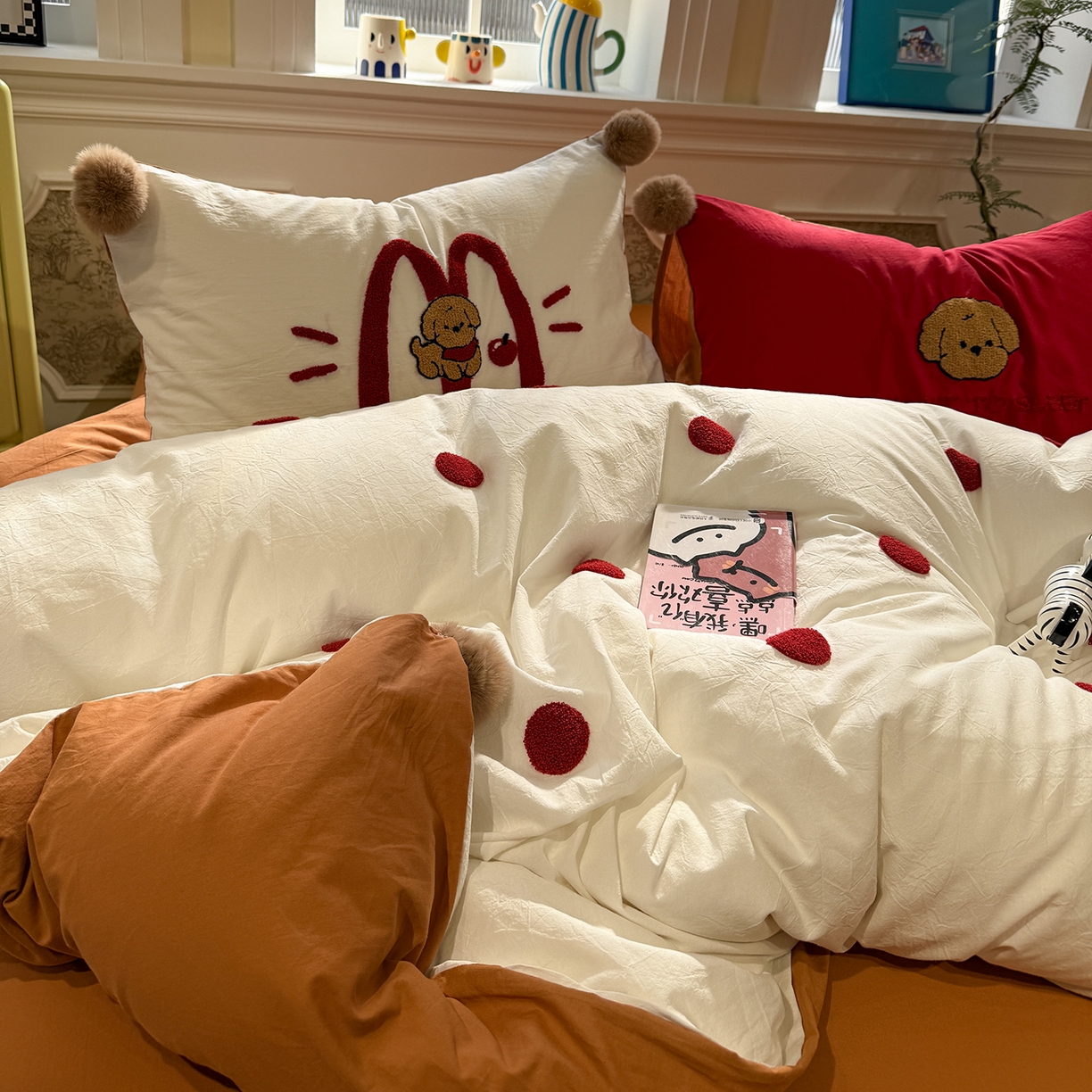 91家纺网 家纺一手货源 找家纺 盼季家纺 2026新款水洗棉毛巾绣毛球四件套 毛巾绣-麦小劳