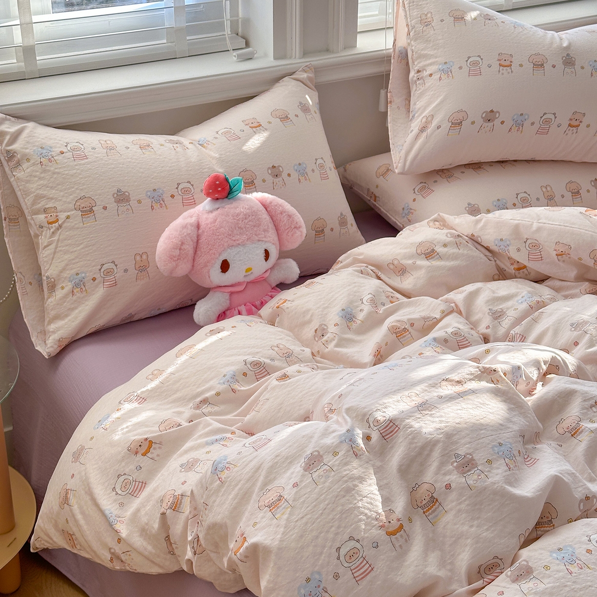 91家纺网 家纺一手货源 找家纺 多品家纺 2026新款奶呼呼超柔云感双层纱系列单被套 福气满满