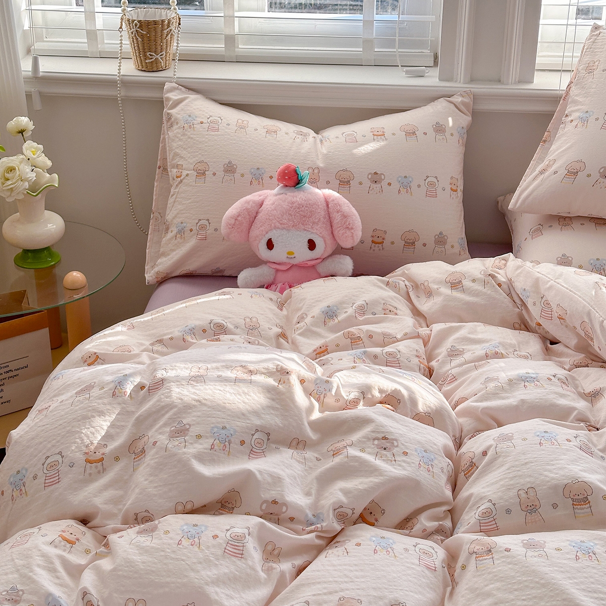 91家纺网 家纺一手货源 找家纺 多品家纺 2026新款奶呼呼超柔云感双层纱系列单被套 福气满满