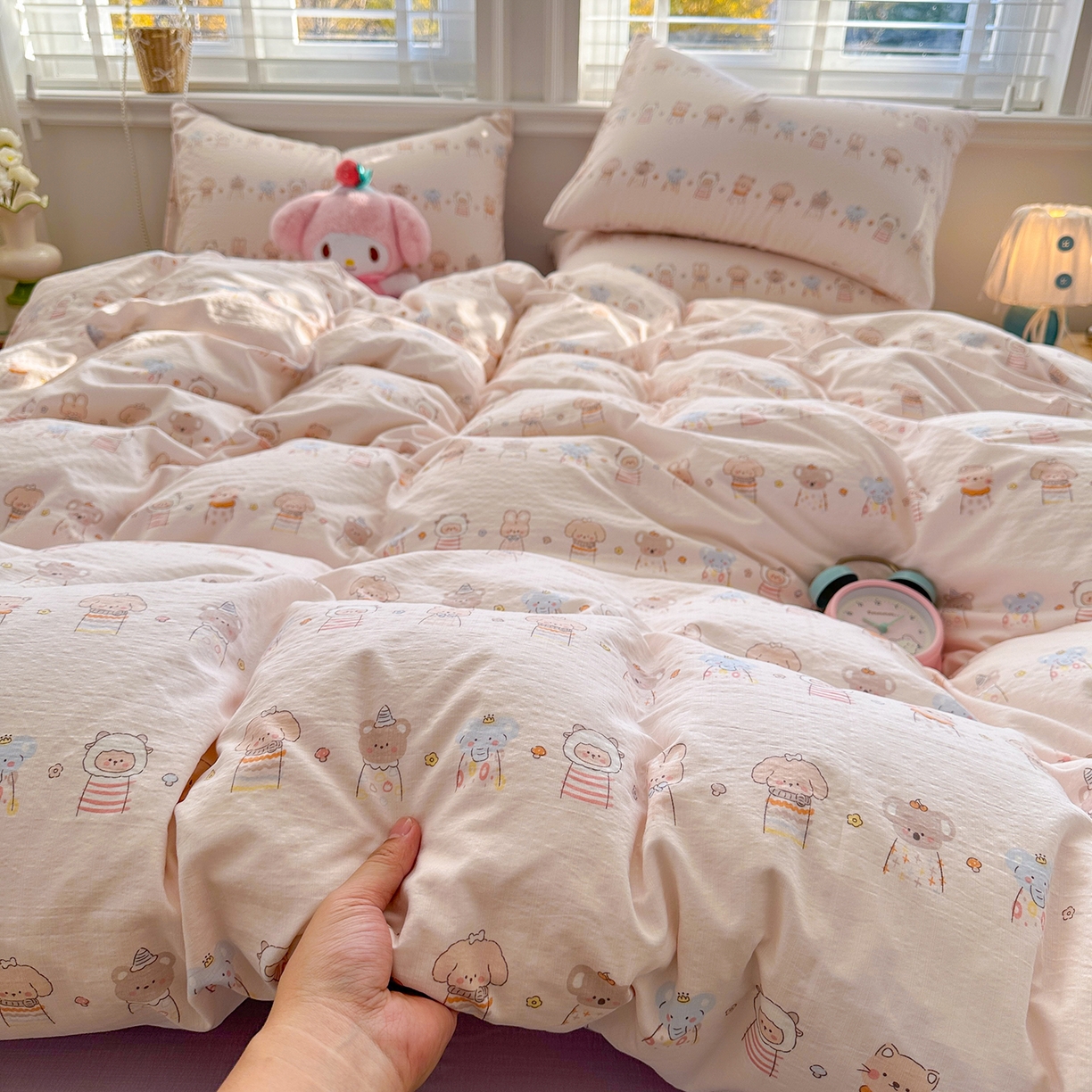 91家纺网 家纺一手货源 找家纺 多品家纺 2026新款奶呼呼超柔云感双层纱系列单被套 福气满满