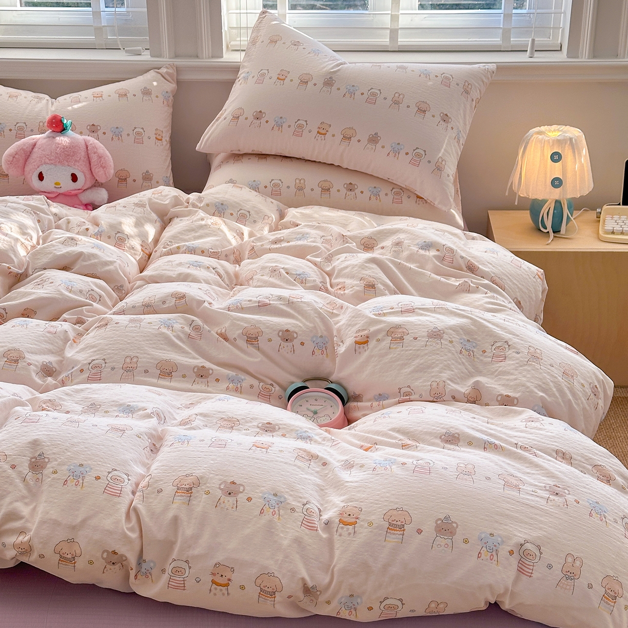 91家纺网 家纺一手货源 找家纺 多品家纺 2026新款奶呼呼超柔云感双层纱系列单被套 福气满满