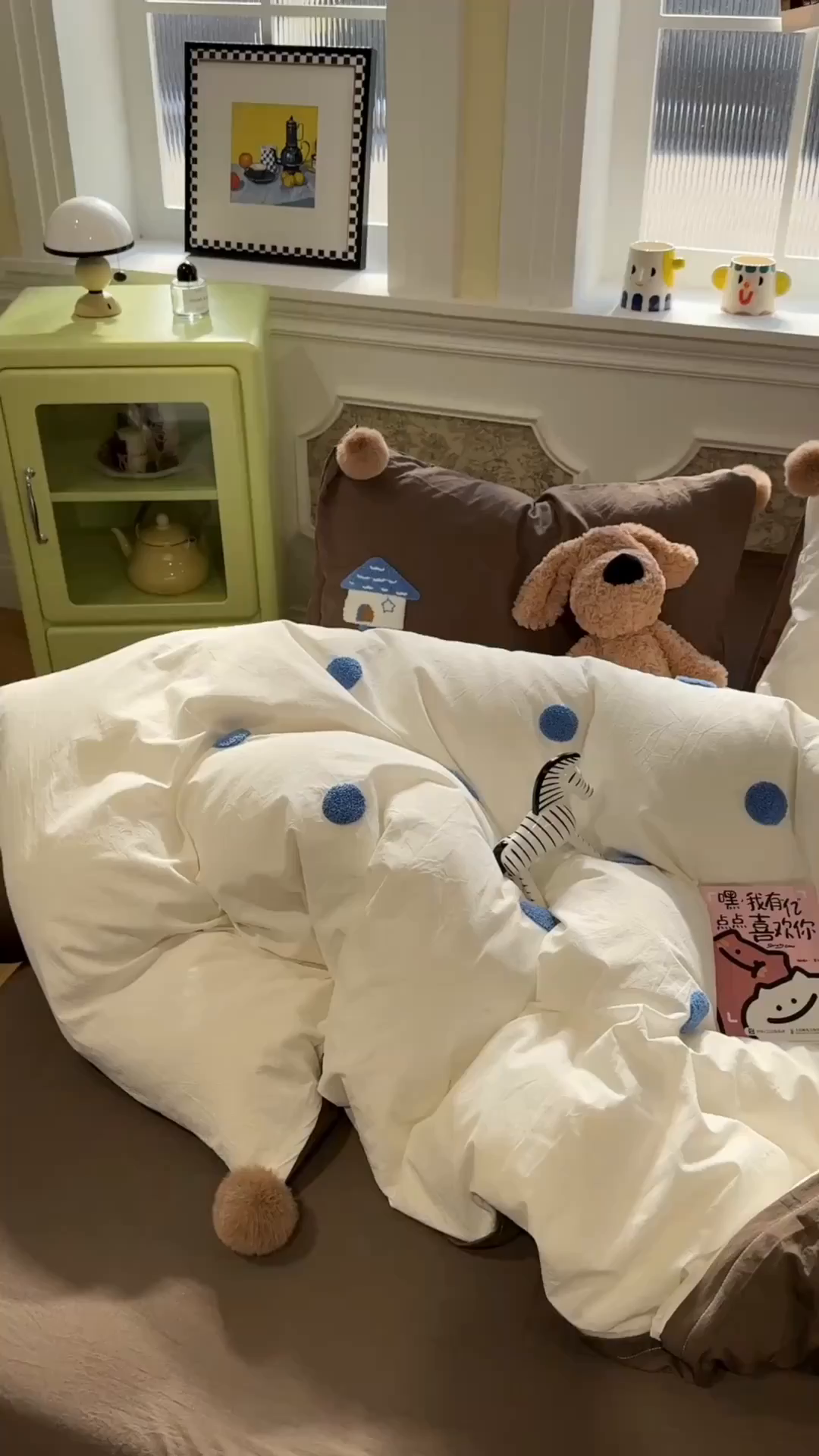 91家纺网 家纺一手货源 找家纺 盼季家纺 2026新款水洗棉毛巾绣毛球四件套 毛巾绣-巧克力汪汪