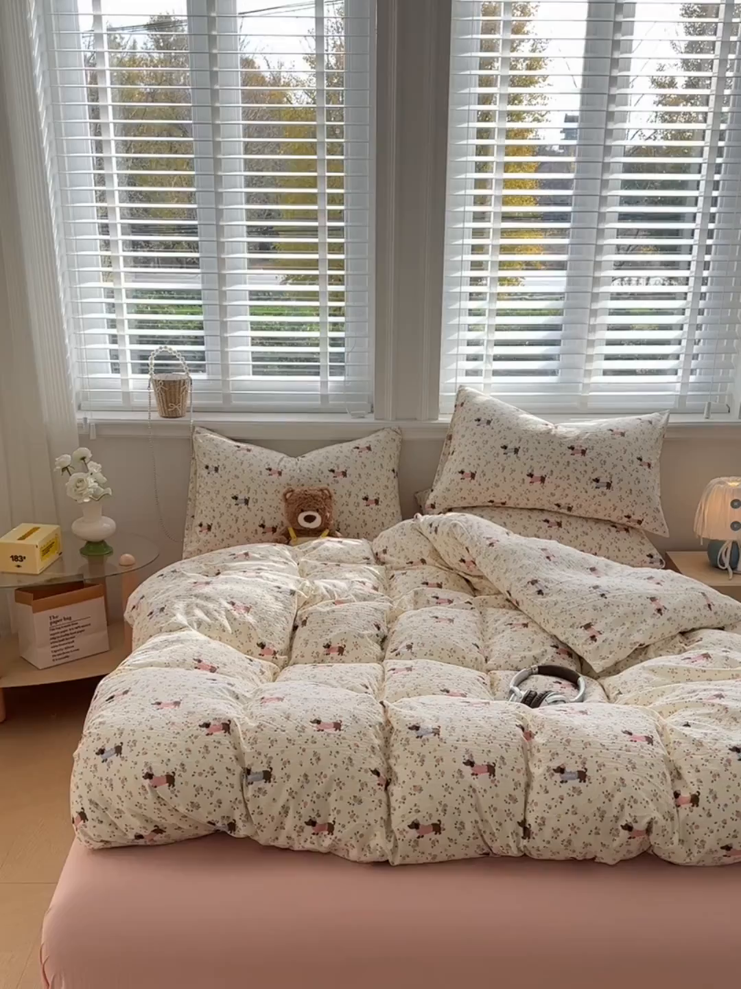 91家纺网 家纺一手货源 找家纺 多品家纺 2026新款奶呼呼超柔云感双层纱系列单被套 花田小狗
